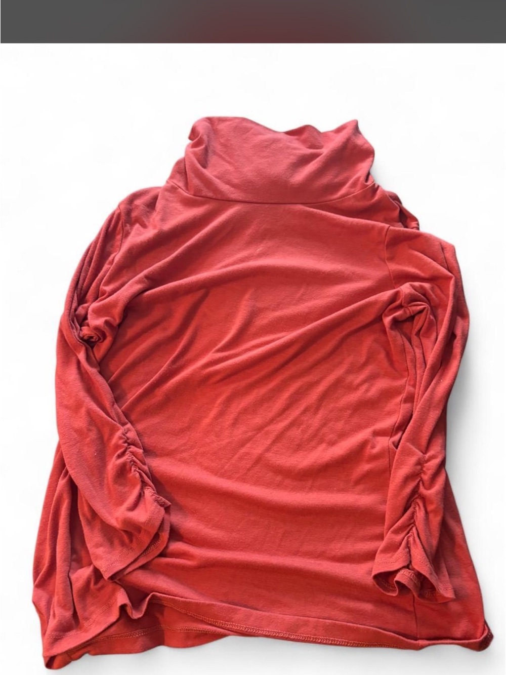 Kim Rogers Coral Red Turtleneck Long Sleeve Top